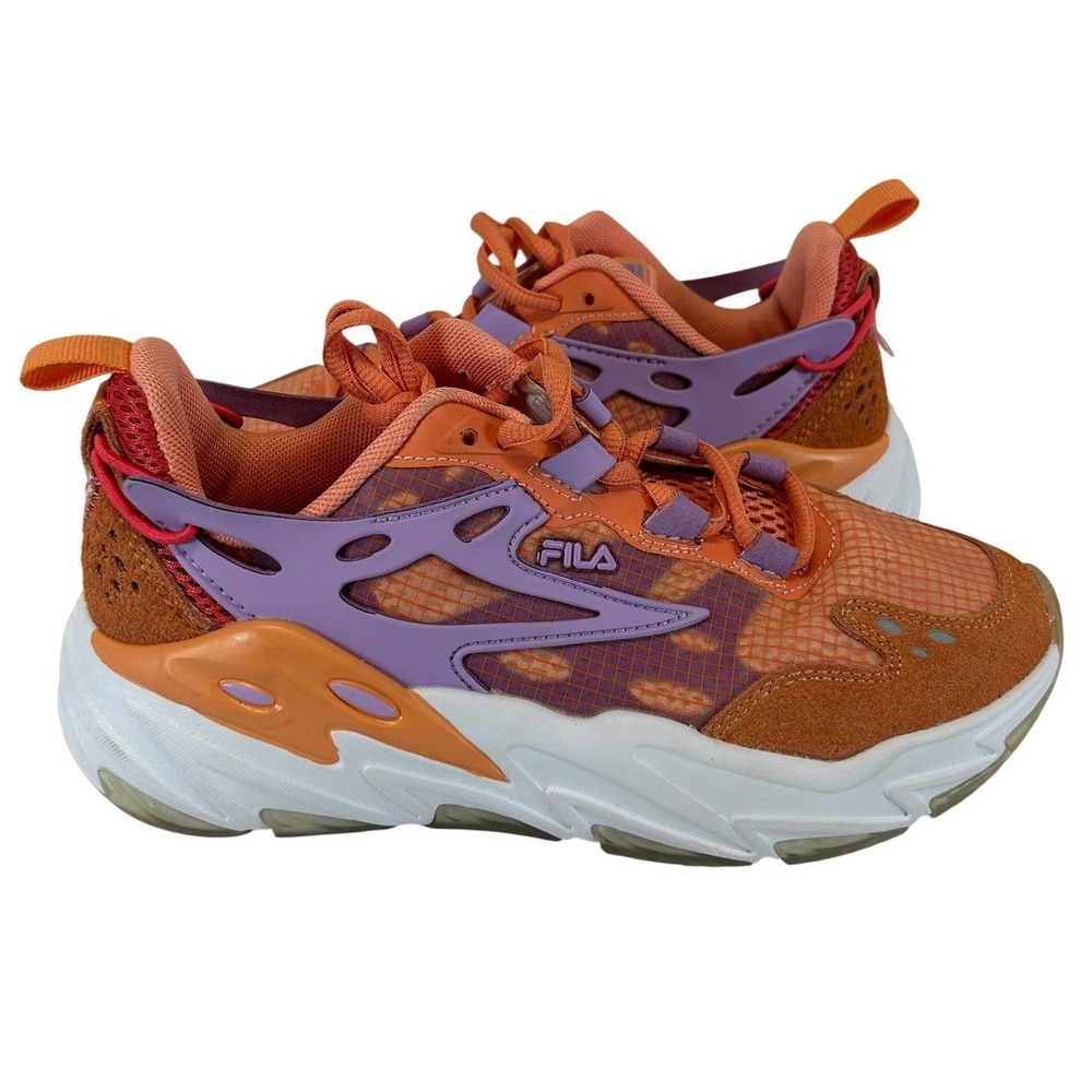 FILA Ray Tracer Evo Orange Purple Chunky Sneakers 5RM01911-822 Womens 7.5